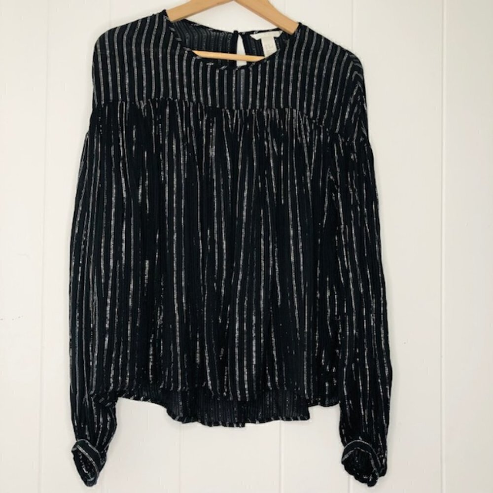 H&M Black Blouse with Metallic Detail